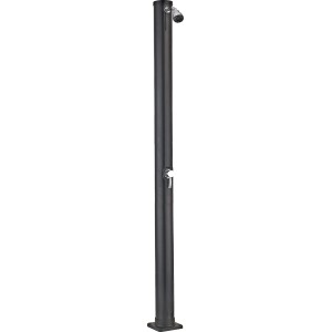 Doccia solare Gre in PVC nero con serbatoio da 20 l e miscelatore monocomando per giardino o piscina.