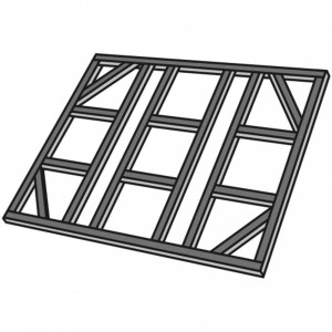 Telaio t.b.t. per casetta da giardino come accessorio.