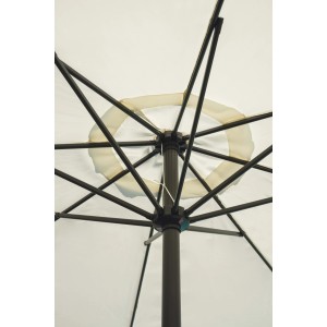 Dettaglio della struttura di un ombrellone da mercato t.b.t., vista dal basso.