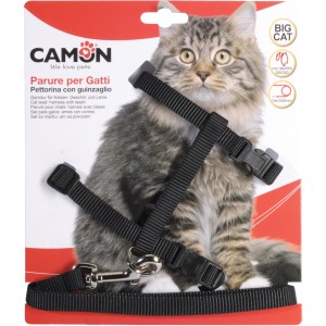 t.b.t. Collare e guinzaglio per gatti, nero.