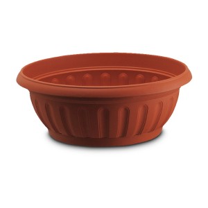 Vaso per piante ovale marrone per giardino o balcone.