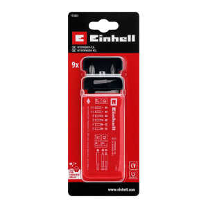 Einhell Set di inserti da 9 pezzi in dispenser per avvitatori a batteria. Set di utensili con inserti e portainserti.