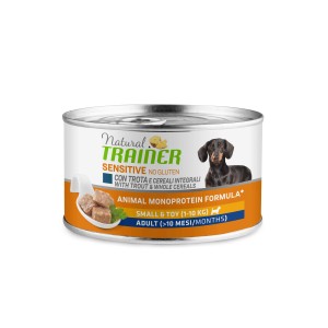Natural Trainer Sensitive cibo umido per cani con trota per cani di piccola taglia, senza glutine.