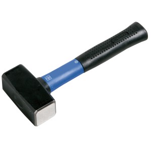 Mazzetta LUX Classic, martello da 1500g con manico in fibra di vetro blu e testa nera.