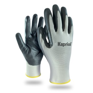 Guanti da lavoro t.b.t. grigi con rivestimento nero per protezione e comfort ottimali.