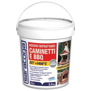 Adesivo refrattario Saratoga per camini e BBQ, secchio da 2,5kg.