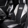 Coprisedili auto neri con striscia grigia e logo WRC per interni auto.