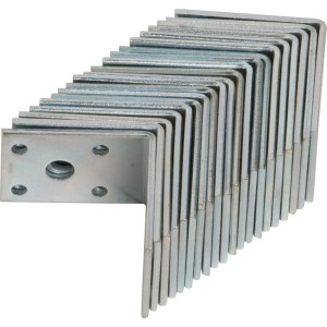 Set di 20 staffe angolari zincate 50x50x35mm per costruzioni in legno.