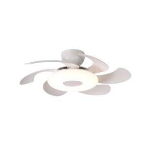 Ventilatore da soffitto bianco con illuminazione LED per OBI. Fornisce aria fresca e luce.