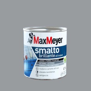 Smalto all`acqua poliuretanico brillante MaxMeyer grigio pietra 0,75 l