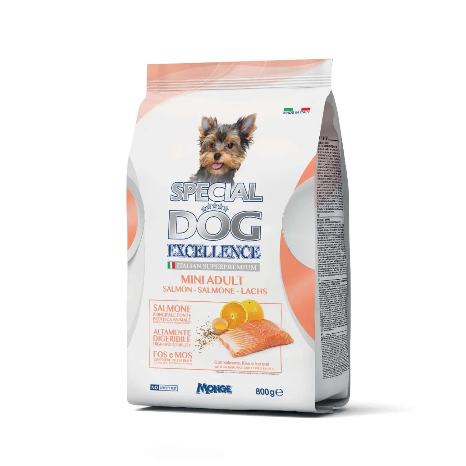 Confezione di cibo secco per cani Special Dog Excellence Mini Adult con salmone.