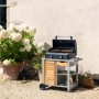 Carrello grill t.b.t. per campeggio e giardino. Mobile, con ripiani e grill.