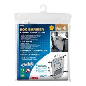 Divisorio auto per cani, protegge guidatore e animale, facile installazione.