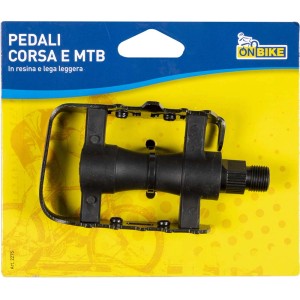 Pedale nero per bici da corsa e MTB, in plastica.