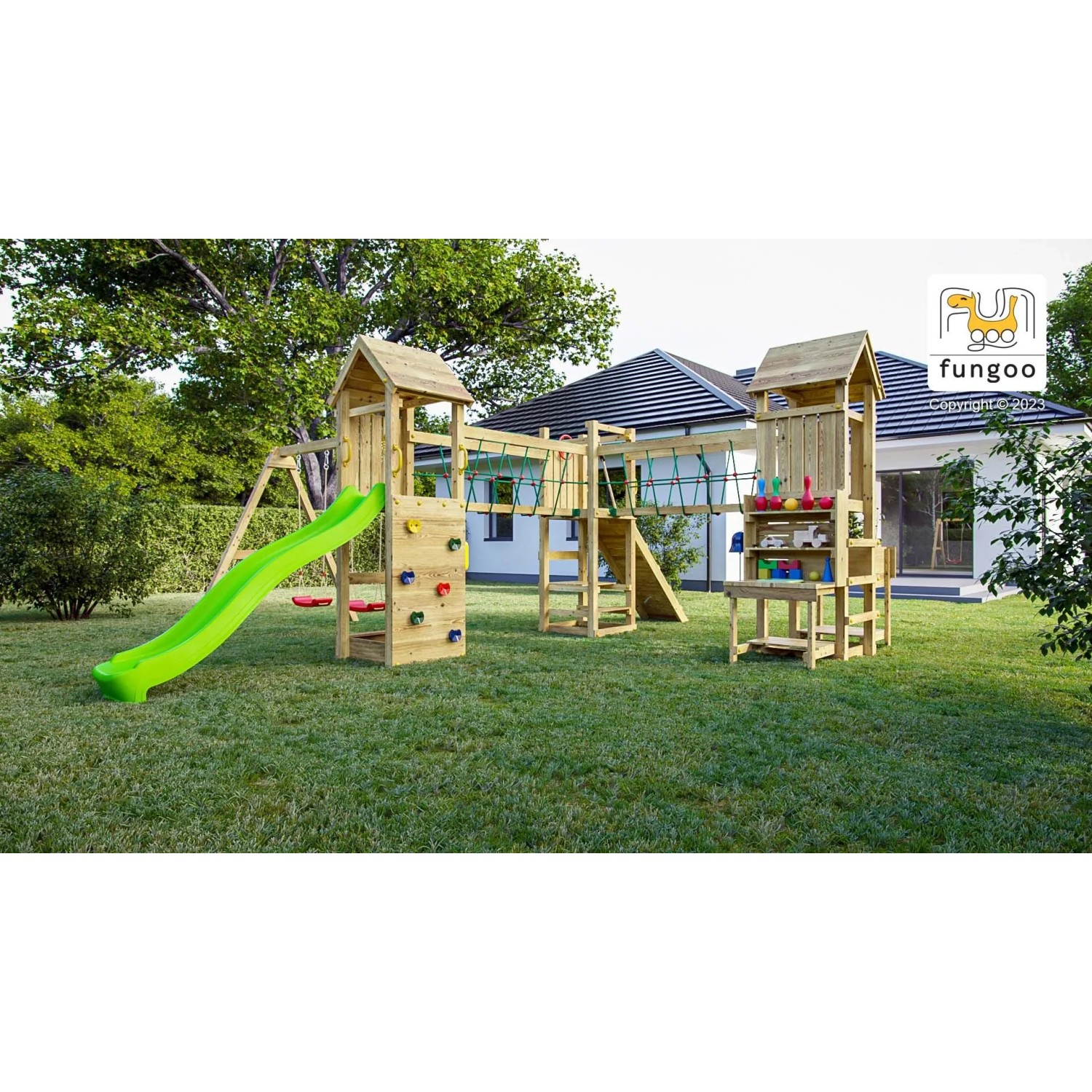 Gioco da giardino Optimizer scivolo e altalene 612 x 518 x h257cm_6