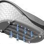 Cuccia per cani grigia con fori di ventilazione sul fondo per una buona circolazione dell'aria.