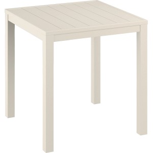 Tavolino quadrato da balcone Prata color ecru, 71x71 cm, in alluminio per balcone, terrazza e giardino.