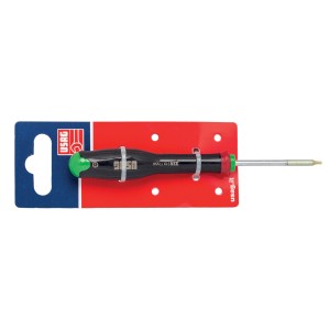 Cacciavite t.b.t. su confezione rossa. Utensile con manico nero e testa Torx.