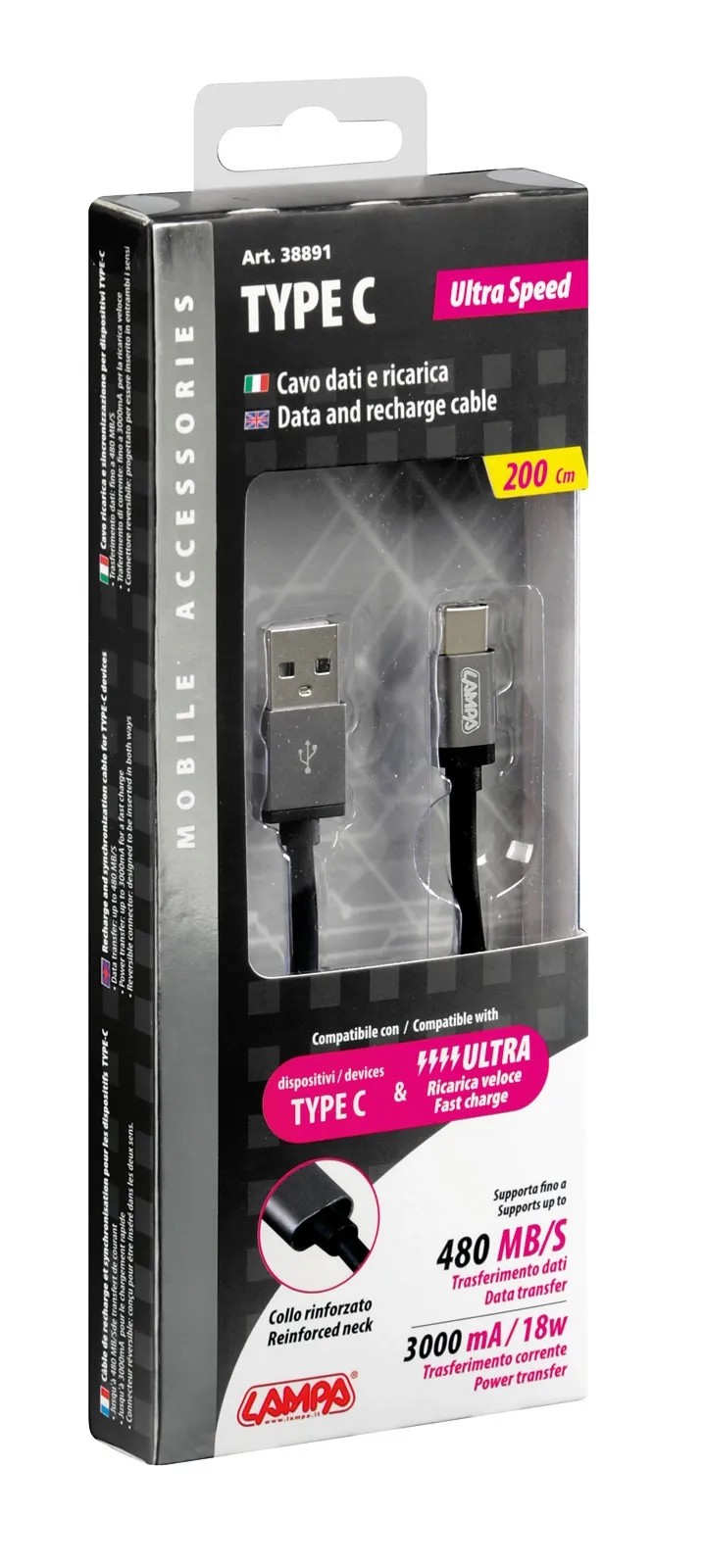 System-S Mini Cavo Dati E Caricabatterie Cavo USB 10cm per