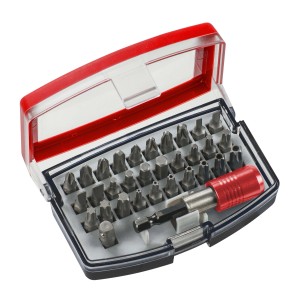Set di 32 inserti in scatola di plastica rossa, parte del set di attrezzi t.b.t.