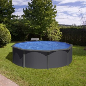 Piscina fuori terra tonda in acciaio antracite Gre Ø 350 H 120 cm