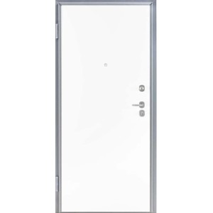 Porta blindata bianca con telaio argentato. Protezione antieffrazione per la tua casa.