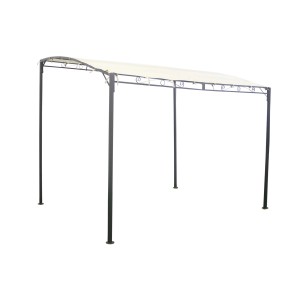 Gazebo t.b.t. con copertura in tessuto beige e struttura in metallo scuro.