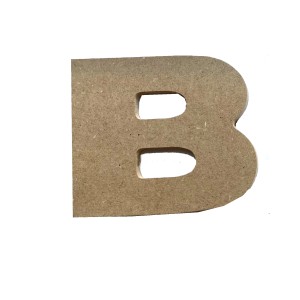 Lettera in legno "B" per decorazione murale, legno naturale