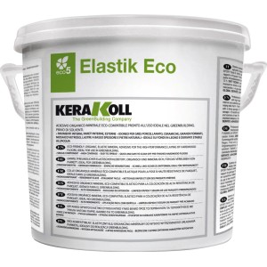 Secchio di adesivo per piastrelle Kerakoll Elastik Eco, ideale per la posa di parquet.