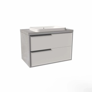 Mobile bagno base lavabo sospeso Kora 81x65x46 cm grigio spatolato bianco opaco