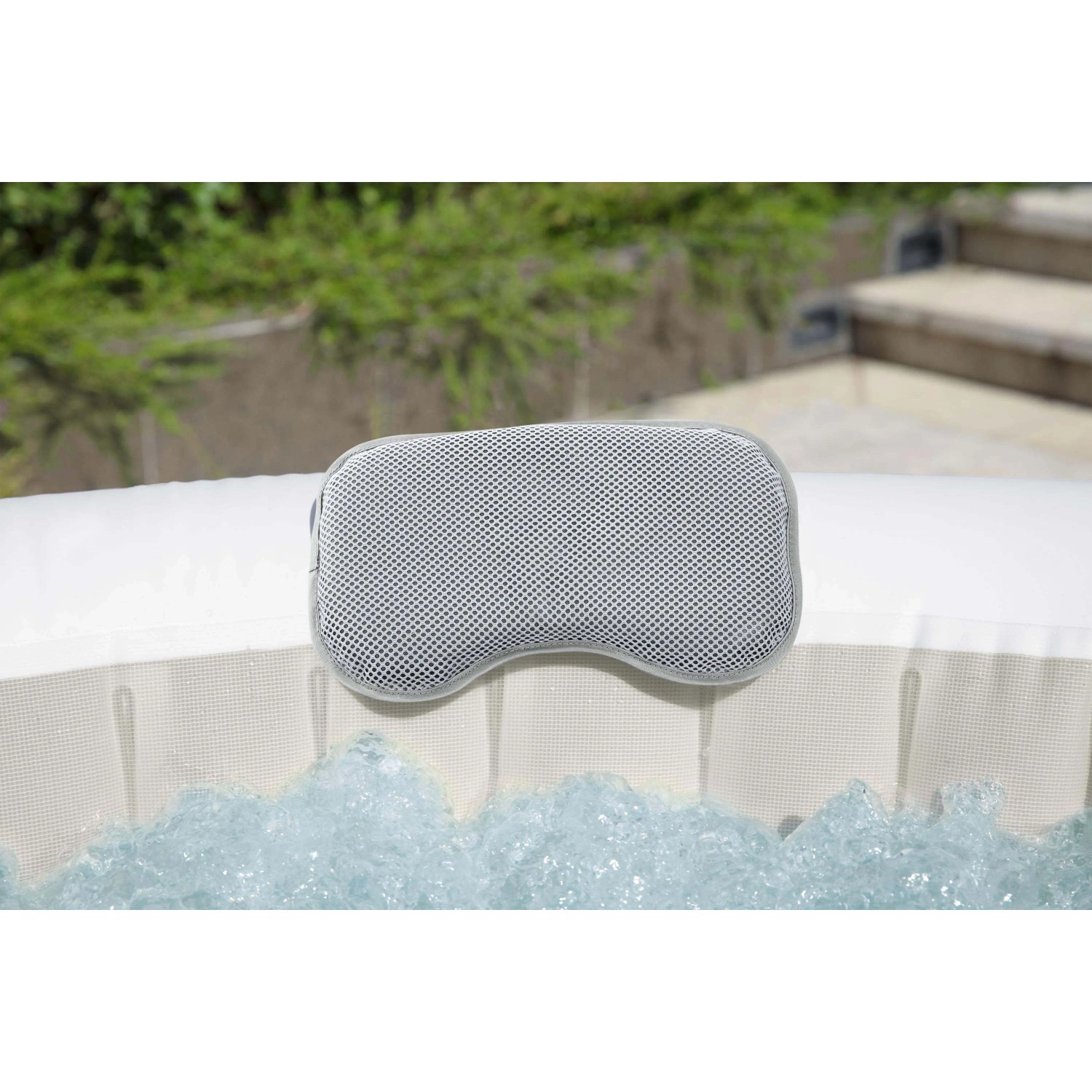 Set cuscini poggiatesta imbottiti Bestway LAY-Z-SPA, grigi, per comfort e relax nella vasca idromassaggio.