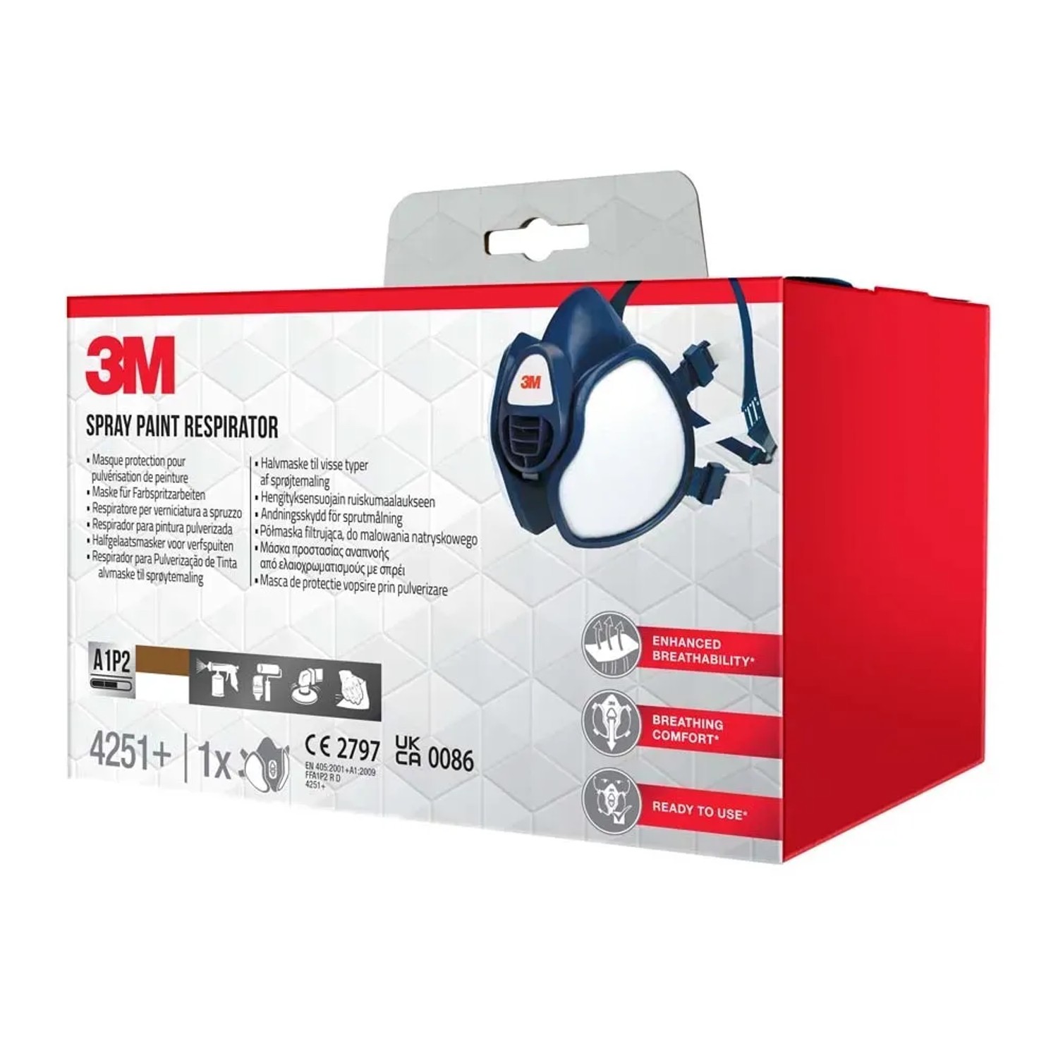 Maschera 3M 4251 A1P2, respiratore blu scuro per verniciatura a spruzzo, 1 pezzo