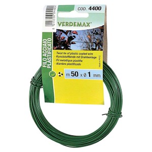 Filo plastificato verde, 50 m x 1 mm, per giardinaggio e supporti per piante.