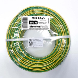 Bobina di cavo t.b.t. giallo-verde FS17 4,0 g/v, 100m, per impianti elettrici.