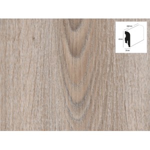Battiscopa Rovere Silver, 60x20x2600 mm, decoro su supporto HDF, per un facile montaggio con clip.