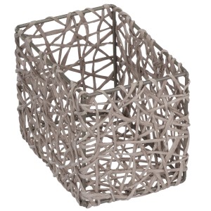 Cesto portaoggetti Wenko Curly Taupe in cellulosa, design intrecciato.