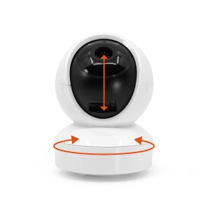 Telecamera di videosorveglianza t.b.t. bianca con funzione pan and tilt per un monitoraggio video flessibile.