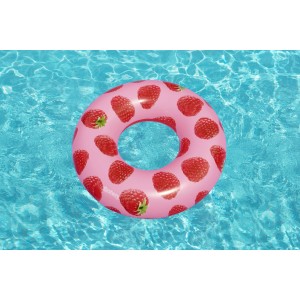 Ciambella gonfiabile Bestway al lampone Scentsational, Ø 106 cm, rosa con motivo a lampone.