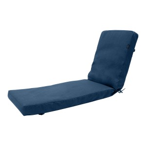 Cuscino blu per lettino da giardino, cuscino da esterno per un maggiore comfort.