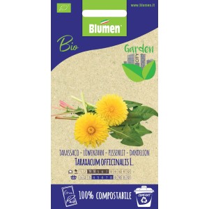 Semi di tarassaco biologici di Blumen, erbe selvatiche commestibili per il giardino.