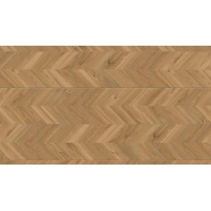 Parquet in vinile posato a spina di pesce, effetto legno chiaro.