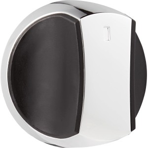 Manopola di ricambio per grill combinato Jamestown Drake, in plastica nera e cromo.