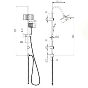 Colonna doccia Win con soffione e doccetta 1 getto acciaio cromo