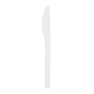 Coltello monouso bianco in plastica per feste e picnic.