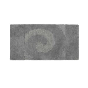 Tappeto da bagno grigio con motivo a spirale astratto per il bagno.