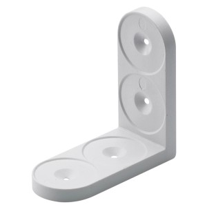 Angolo in plastica bianca Hettich, raccordo di collegamento con fori.