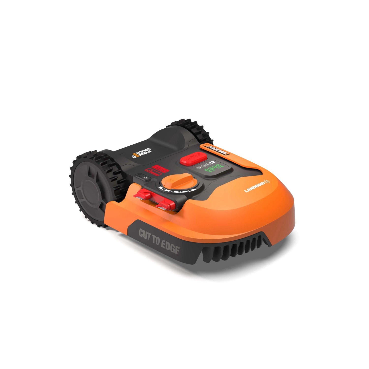 Worx Landroid S250 robot tagliaerba WR168E: robot tagliaerba compatto arancione e nero.