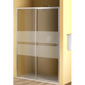 t.b.t. Porta doccia scorrevole con vetro satinato e telaio argento.