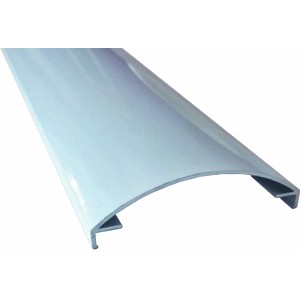 Profilo di finitura per vetrocemento curvo, color chiaro.