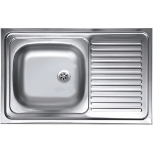 Lavello in acciaio inox con scolapiatti, ideale per la cucina.